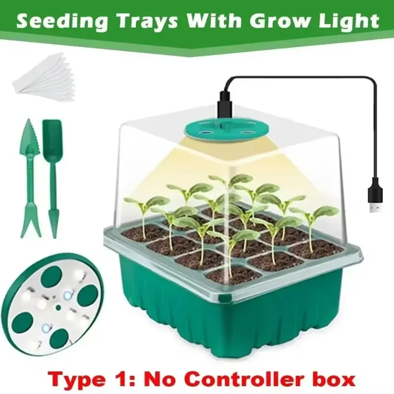 Led Grow Light with Seeding Trays Full Spectrum Seed Starter Kit Tools Germination Growing Lamp for Plants Tools