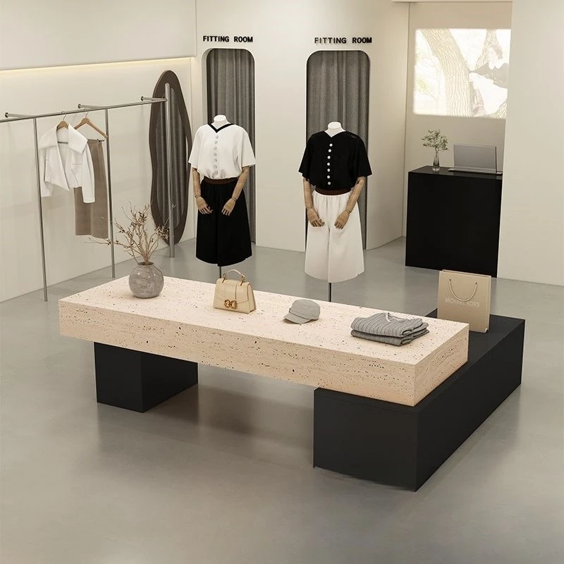 Minimalist modern island table clothing store display table