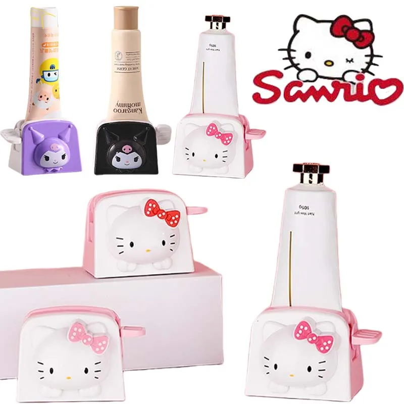 Sanrio hello kitty espremedor de pasta de dente rolando dispensador multifuncional limpador facial espremedor para banheiro
