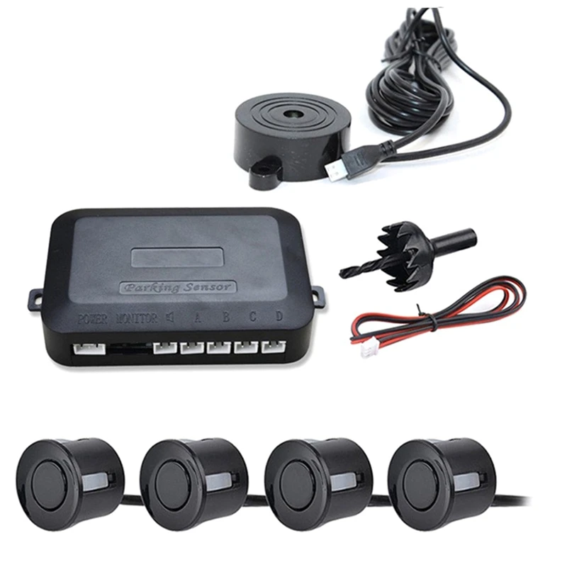 Car Parking Sensor Kit Universal 4 Sensors Buzzer Reverse Backup Radar Sound Alert Indicator Probe System