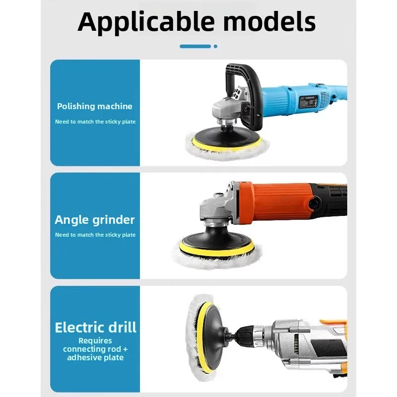Pad Poles dan Gerinda Wol 4/5/6/7-inci, Pad Wol untuk Poles dan Pembersihan, Roda Wol untuk Poles Mobil, Pad Gerinda Wol Felt