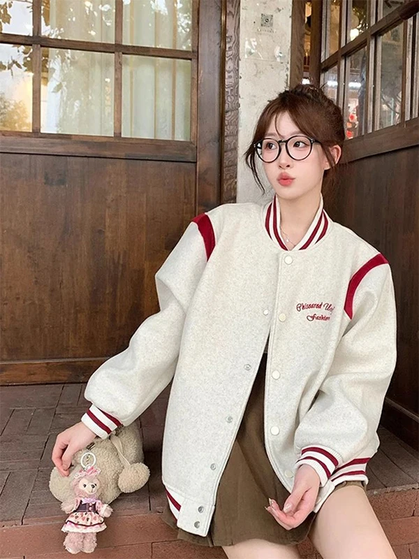 American Sle agneau fourrure conception Baseball Jaet femmes hiver nouveau Thiened Fce doublé ample décontracté minceur vêtements d'extérieur