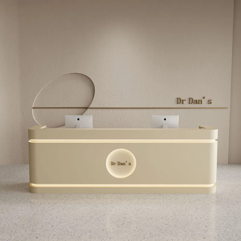 

Кремовые минималистичные стойки регистрации в стиле ваби-саби Стойки регистрации салона красоты Салон одежды Женская офисная мебель Военное Дело