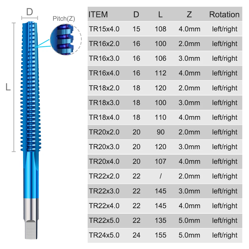Hss trapezförmiger Hahn TR8-TR26 linken/rechten Maschinen stecker Gewinde gewinde Gewinde gewinde Handwerkzeuge – Detail 2