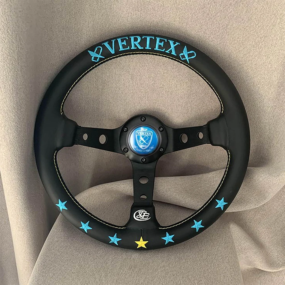 

VERTEX 320mm Star Pattern JDM Classic Steering Wheel Deep Concave Leather Sport Racing Steering Wheel With Colored Stitching
