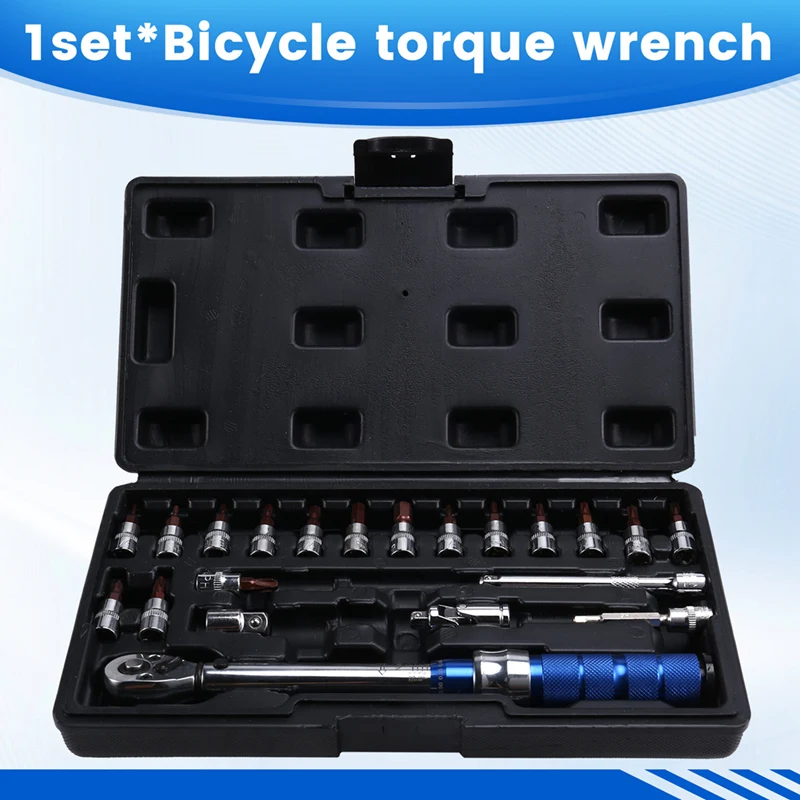 21Pcs Torque Wrench Set 1/4 Inch Bike Torque Wrench Socket Spanner Set Cycling Tool Bicycle Repair Kit