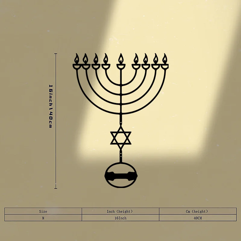 CIFBUY Iron Wall Art Menorah Metal Sculpture Rustproof Hanging Plaque Home Jewish Decor Ornament