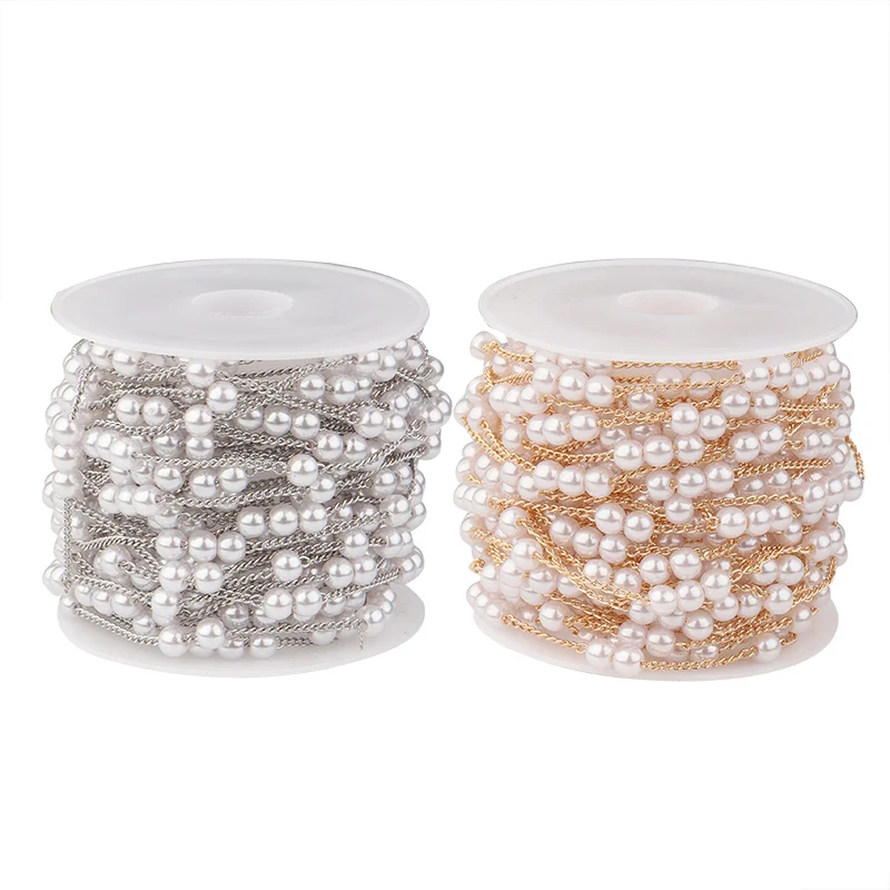 

1 roll/lot Copper Chain Pearl Chain Necklace Bracelet Hairpin Clothing Bag Accessories DIY Jewelry Making Accessories Wholesale
