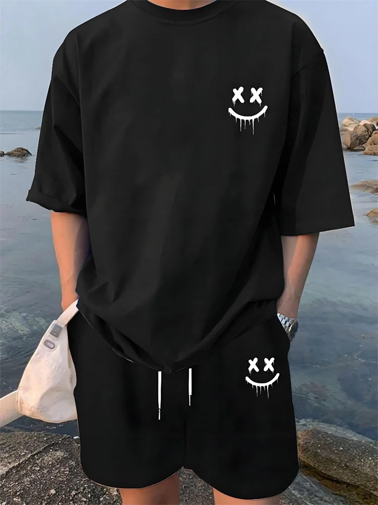 Summer Daily Casual Men\'s Short Sleeve Shorts Package Urban Street Men\'s Fashionable T-shirt Outdoor Sports Men\'s Shorts