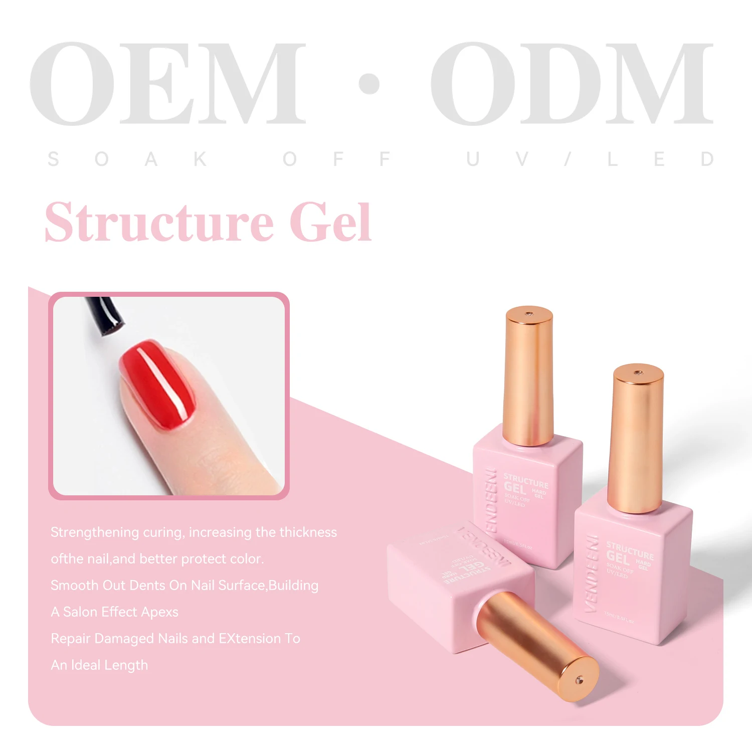 

Vendeeni Nail Supplies Structure Polish Gel Nail Hot Selling Structure Gel for Nail Soak Off Gel Wholesale Supplies Nail Polish