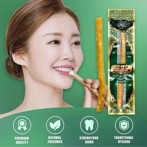 천연 Miswak 칫솔 진공 밀봉 천연 풍미 건강한 잇몸을위한 전통적인 칫솔 스틱 치아 신선한 호흡 선물