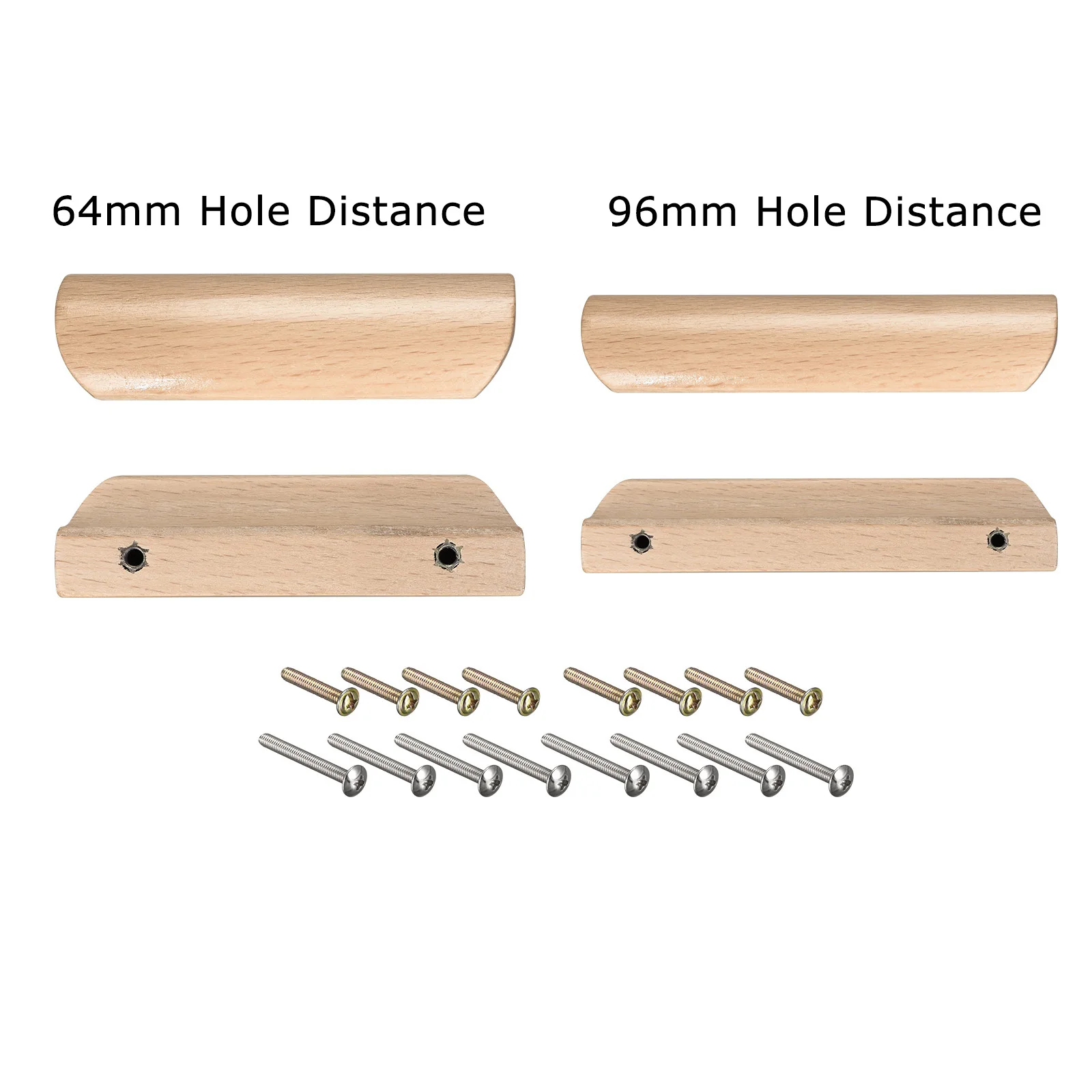 

4/6Set Wooden Furniture Handle Drawer Pulls Cabinet Solid Wood Handles Environmental Friendly Wardrobe Knob with Mounting Screws