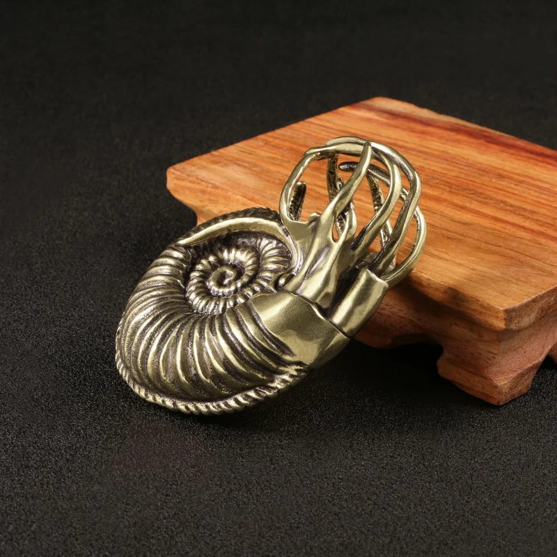 Giant Ammolite Nautilus Serpentine Antique Brass Ornament Copper Craft Collectible