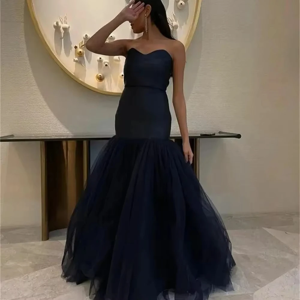 

Customized Mermaid Prom Dresses 2025 Strapless Formal Occasion Gown Simple Backless Evening Party Dress Robe Vestidos Graduación
