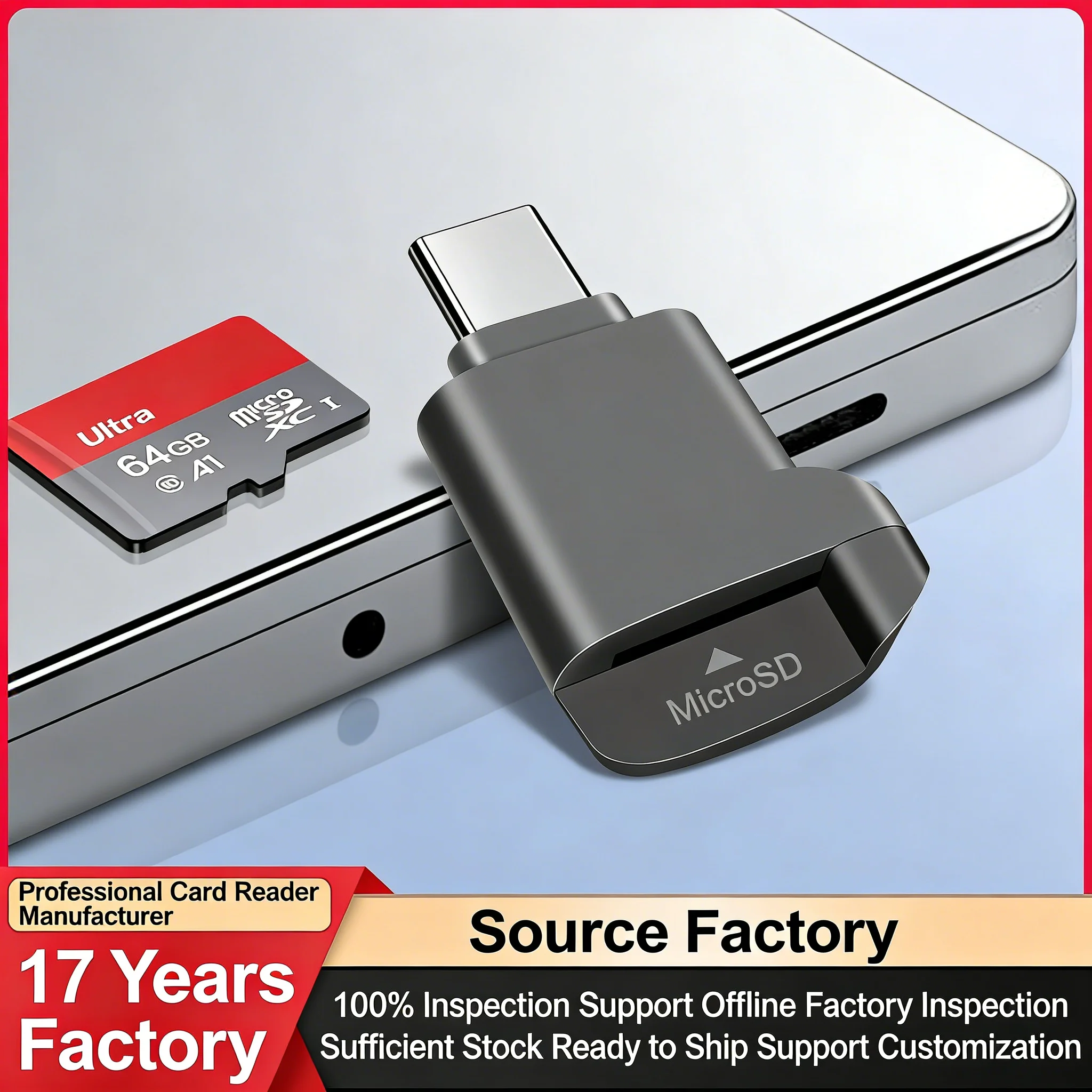Type-C 2.0 Mini TF Card Reader External Storage Portable Stretch USB-C For iPhone 16 17