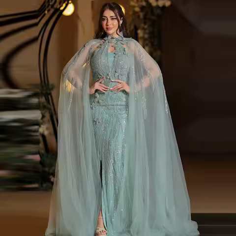 Sparkly Sequined Lace Prom Dress Tulle Cap Sleeves A Line Evening Gowns Elegant Women Formal Wear Wedding Party Dress