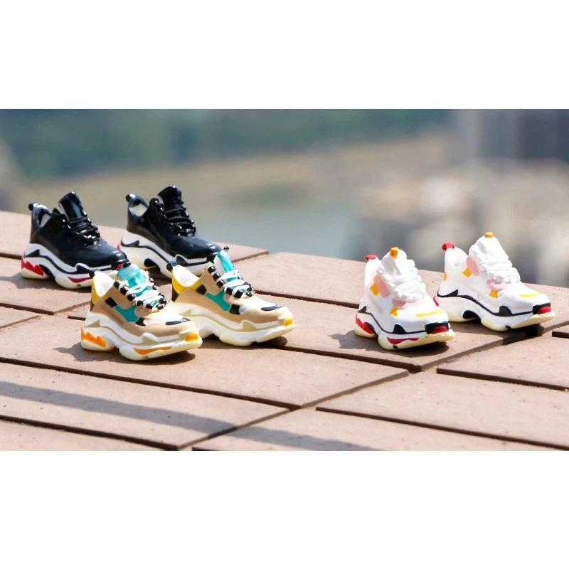 Trendy speelgoedtextuur mini 3D chunky sneaker miniatuur poppen schoenen voor BJD poppen, action figures, mode bureaudecoratie accessoire