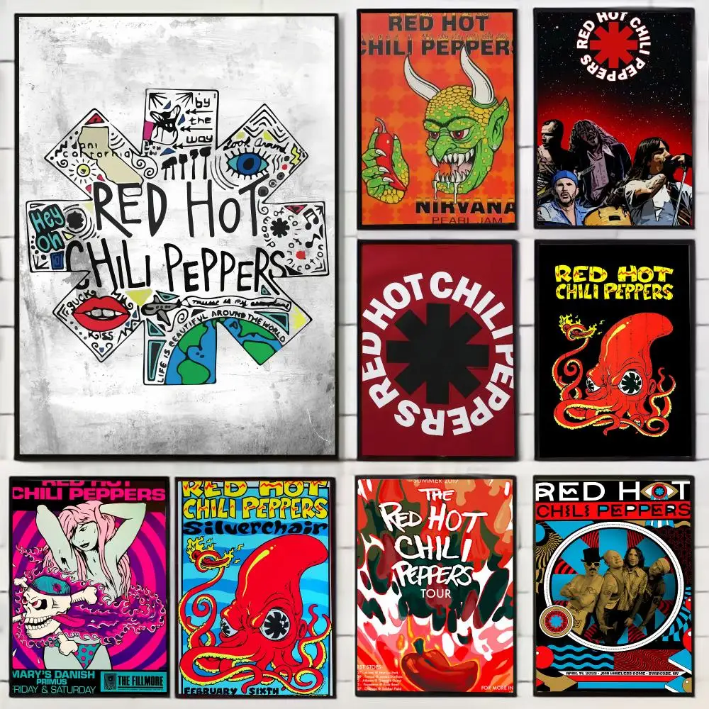 R-Red Hot C-Chili Peppers Painting Calligraphy Stylish Wall Art Poster, Bedroom Living Room Home Decor Gift