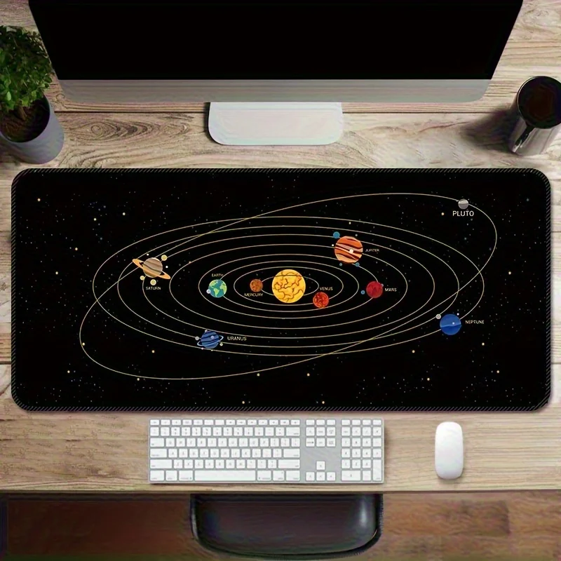 Solar System Planet Map Extended Gaming Mouse Pad Non-Slip Rubber Desk Mat for Office and PC