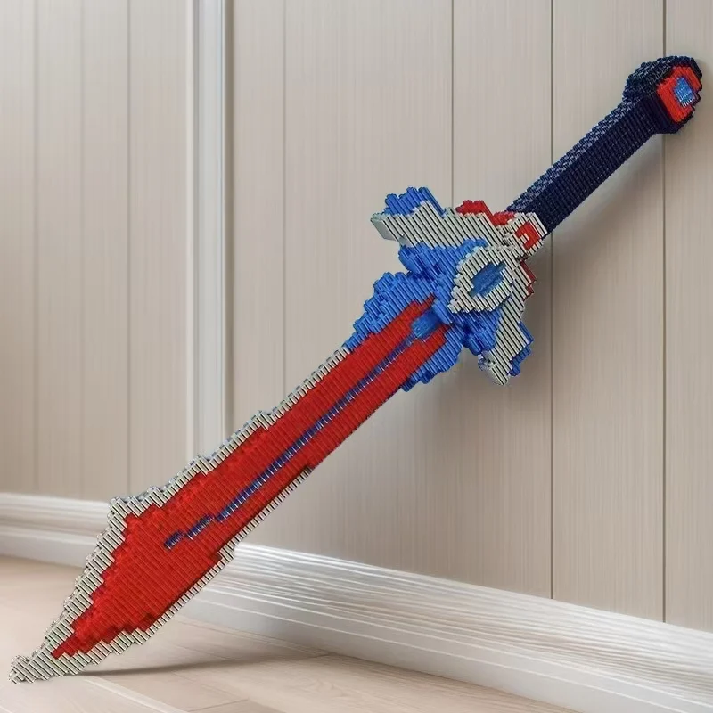 Set di blocchi di costruzione fai-da-te con spada magica, coltello da cartone animato ad alta difficoltà, forniture per feste, regalo di festa a sorpresa creativa