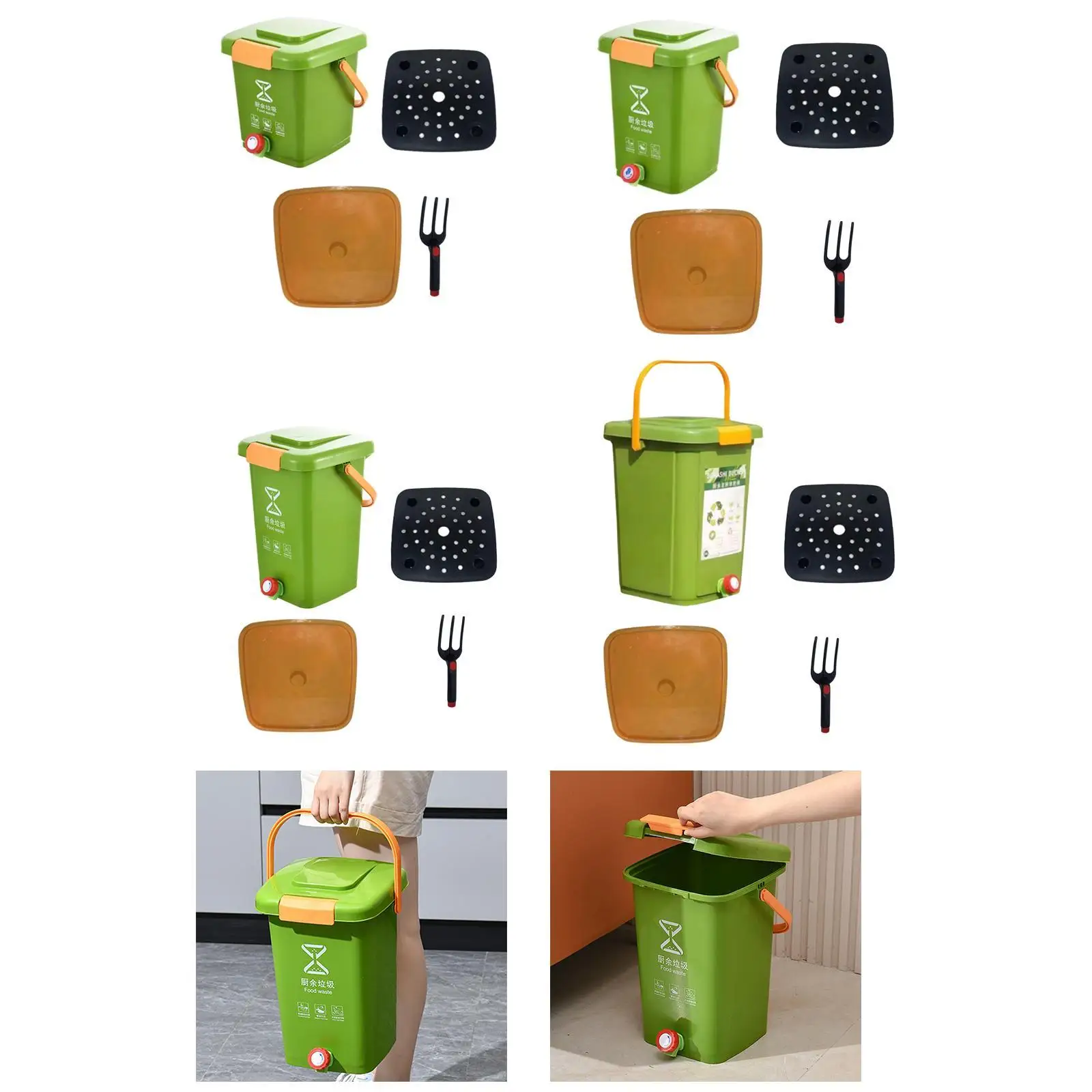 Kitchen Waste Compost Bucket Composting Recycle Bucket Easy to Modern Compost Bin Garbage Bin for Home Countertop Pantry