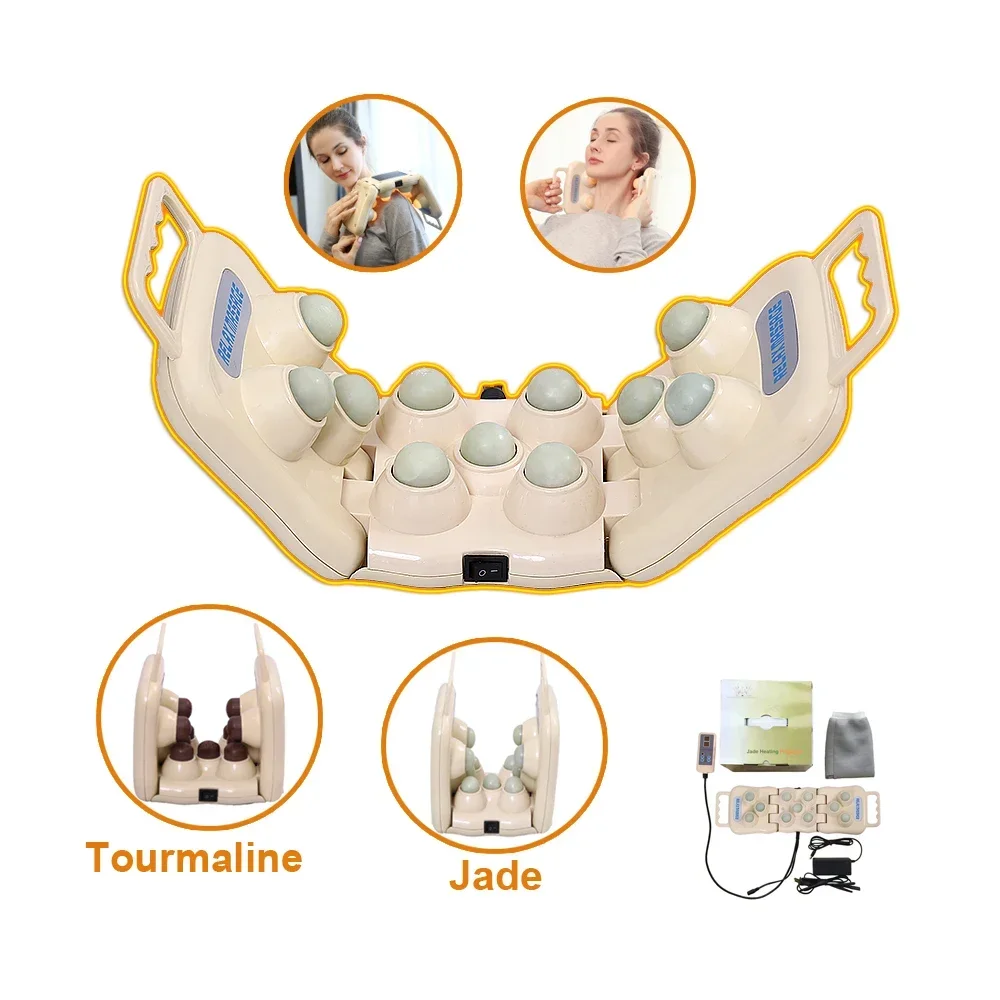 handheld massager tourmaline thermal therapy Jade roller massage device 11infrared heating projector with negative ion