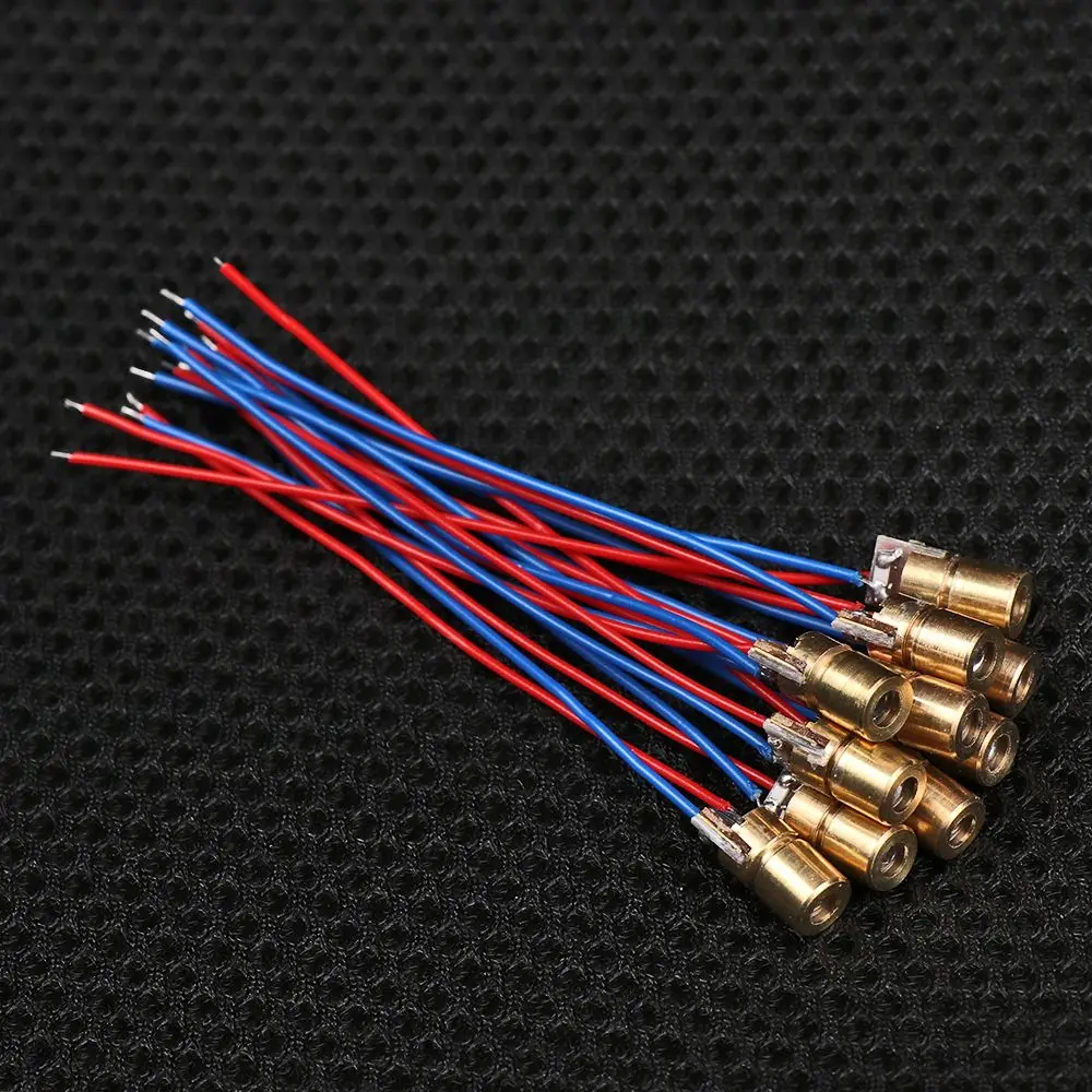 Hot 5Pcs Laser Diodes Dot Diode Module Adjustable Lasers 650nm 6mm 3/5V 5 Million Watt Dot Diode Module Red Copper Head