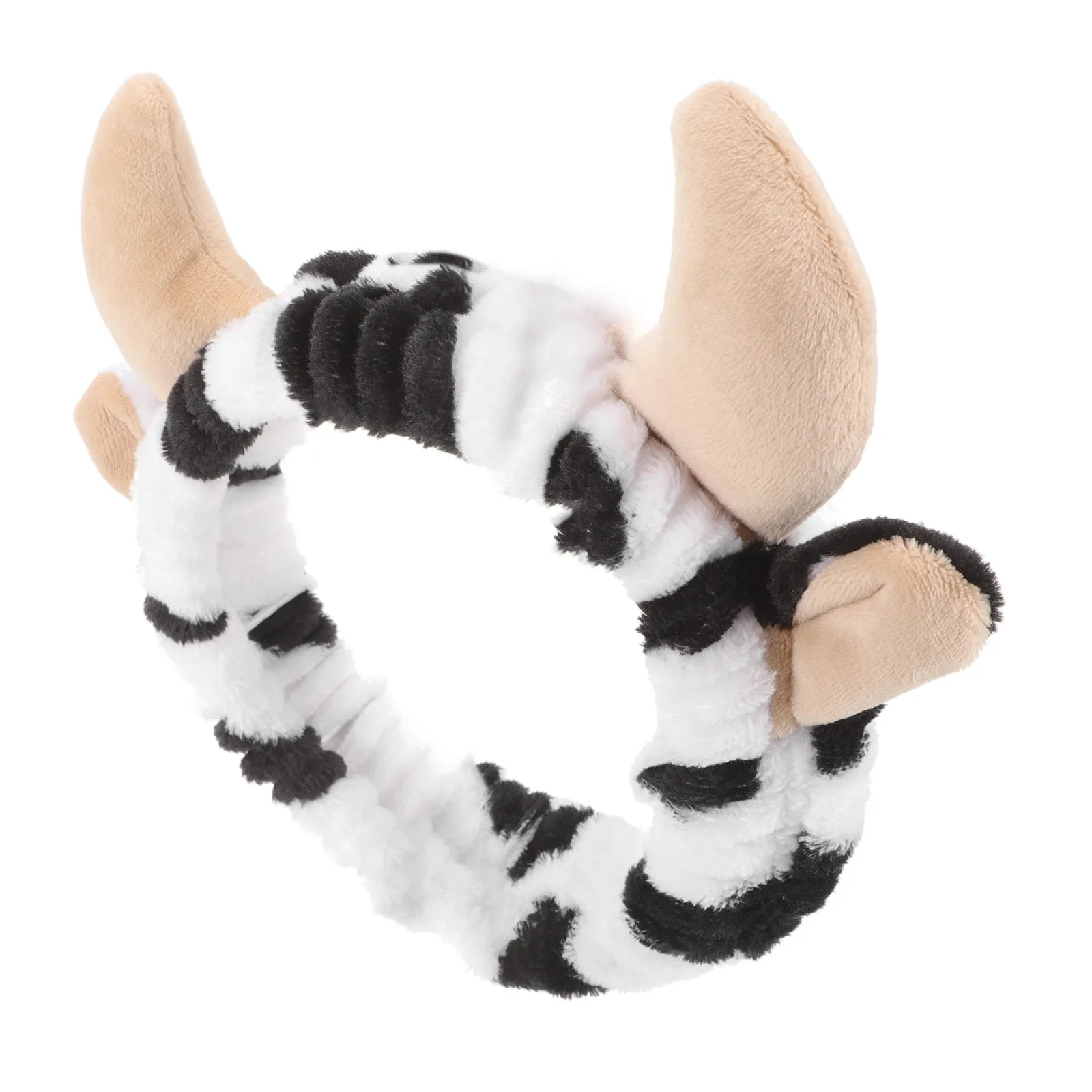 Cow Pattern Makeup Headband Soft Stretchy Cow Ears Horn Face Washing Hairband for Skin Care Women Spa Hair Accessory