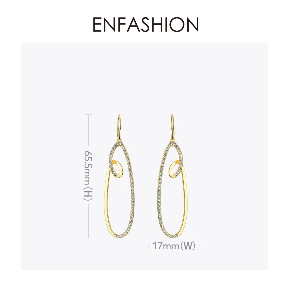 ENFASHION Rhinestone Geometric Drop Earrings For Women Water Droplets Shape Crystal Earings Fashion Jewelry Oorbellen EF191046