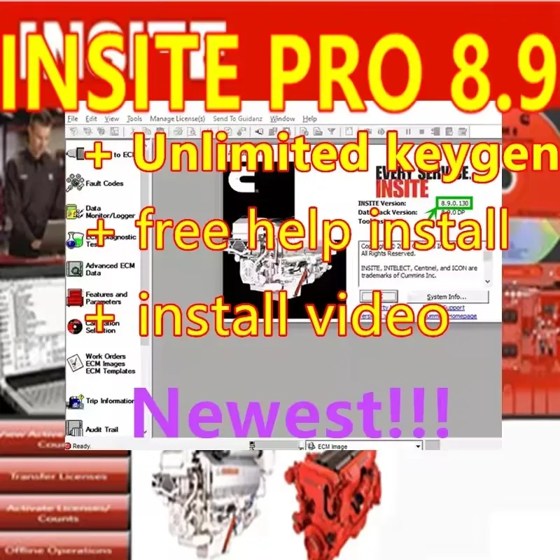 أحدث برنامج Cummin Insite 8.9 PRO + برنامج تشخيص المحرك Keygen Cummin 8.9 مجاني لضبط اختبارات المحرك وإزالة ECM #4