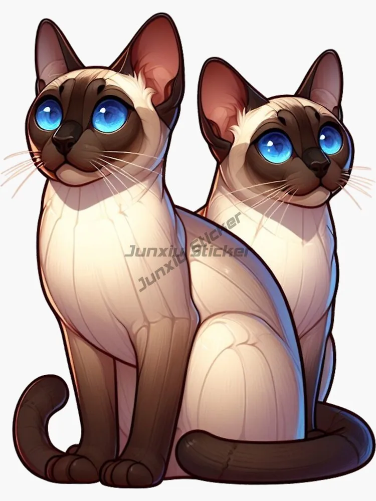 Cute Siamese Cat Pets Creative PVC Personalized Sticker Fridge Table Door Wall Car Van Bicycle Window Bumper Decal Accessories