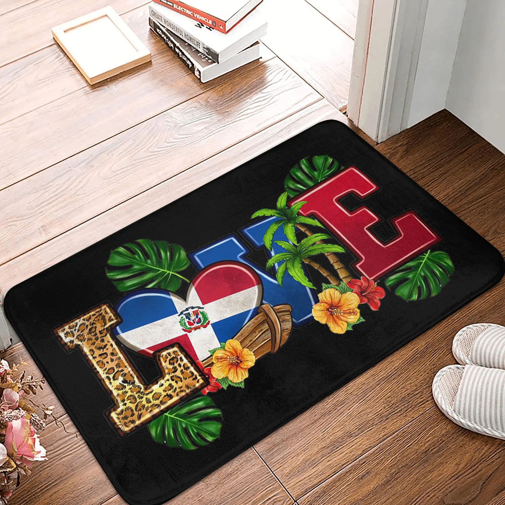 Paillasson antidérapant drapeau de la république dominicaine, tapis de sol pour cuisine, entrée, maison, salle de bain