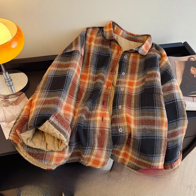 

Зимнее женское хлопковое пальто из корейского хлопка с воротником в клетку на одной пуговице, длинная хлопковая верхняя одежда све све Fem