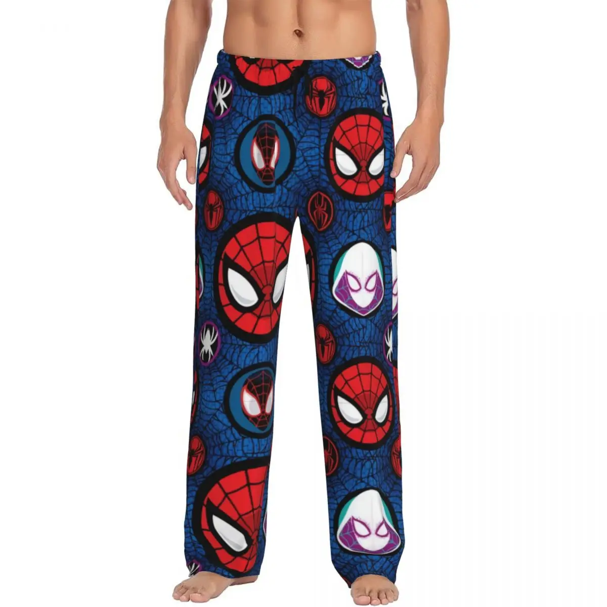 

Custom Printed Animated Anime Spider Man Pajama Pants Men's Spider Web Sleep Sleepwear Bottoms with Pockets