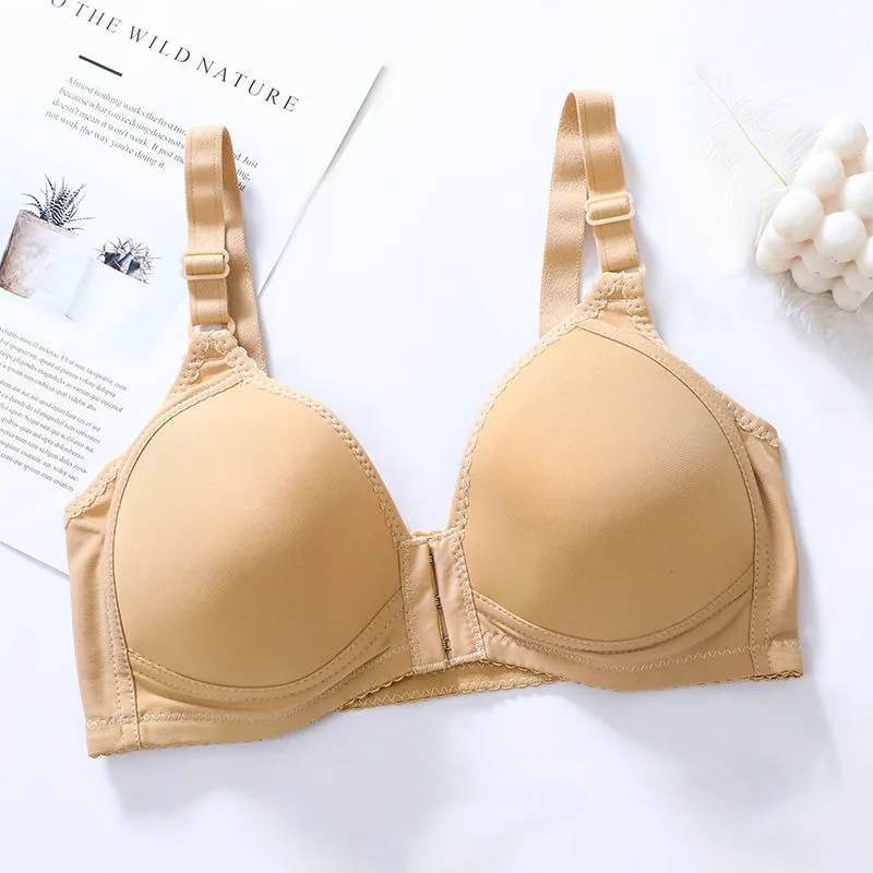 Fester Doppelschultergurt Mädchen-BH, Übergröße, Vorderverschluss, Still-BH für Frauen nach der Geburt, Drahtloser Push-up-BH für Mütter