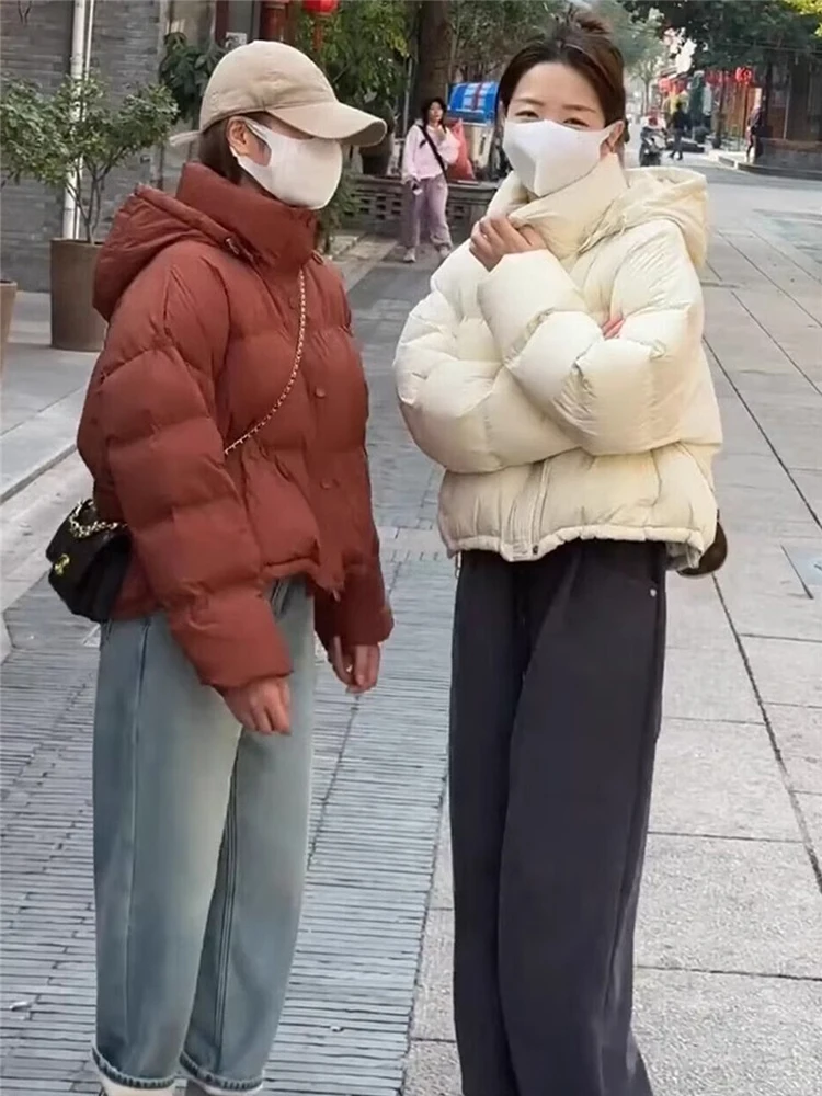 

ort Puffer Cotton Jaet Winter New Sle Bread Coat Red Outerwear Hooded Casual Women's Faion Commute Friendly Zipper De...