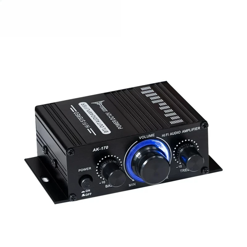 AK-170 Mini Small Pure Power Amplifier Home Computer Audio 2.0 Channel Hi-Fi Amplifier DC12V