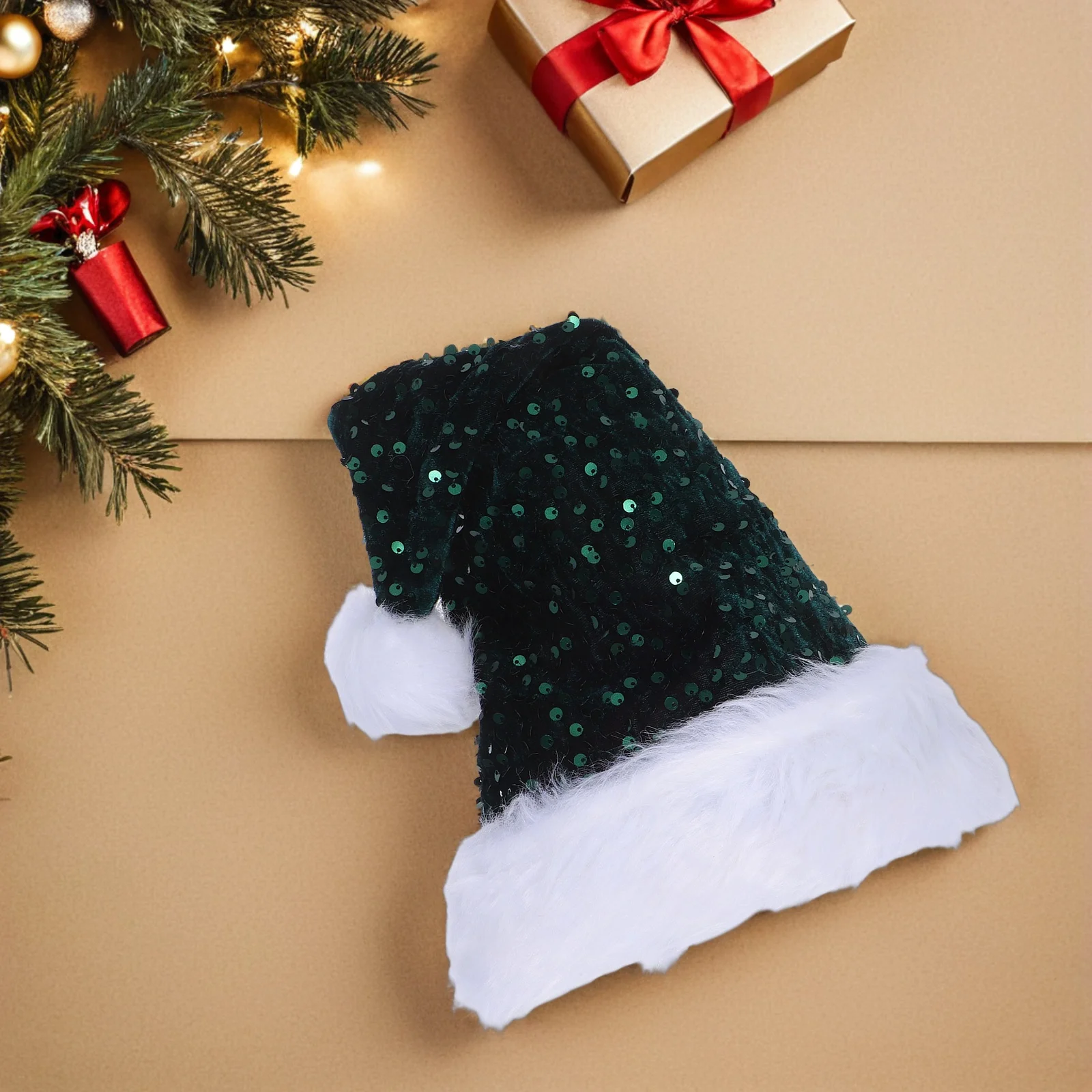 

Bulk 2 Sparkle Sequin Christmas Hat Holiday Party Accessory Costume Headwear Shimmer Santa Cap for Adults Unisex Celebration