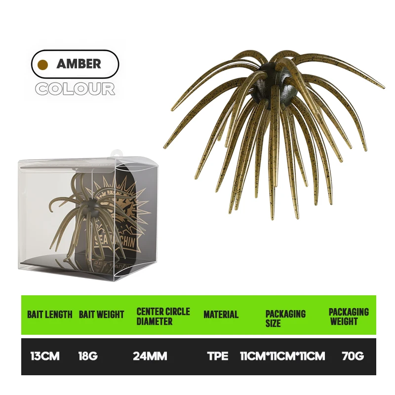 TAIYU 13cm Boxed Coike Seeigel Weichköder 2mm Tragbarer Punch mit Langlebigem Elastomer Künstlicher Bionischer Eleganter Tentakel-Köder