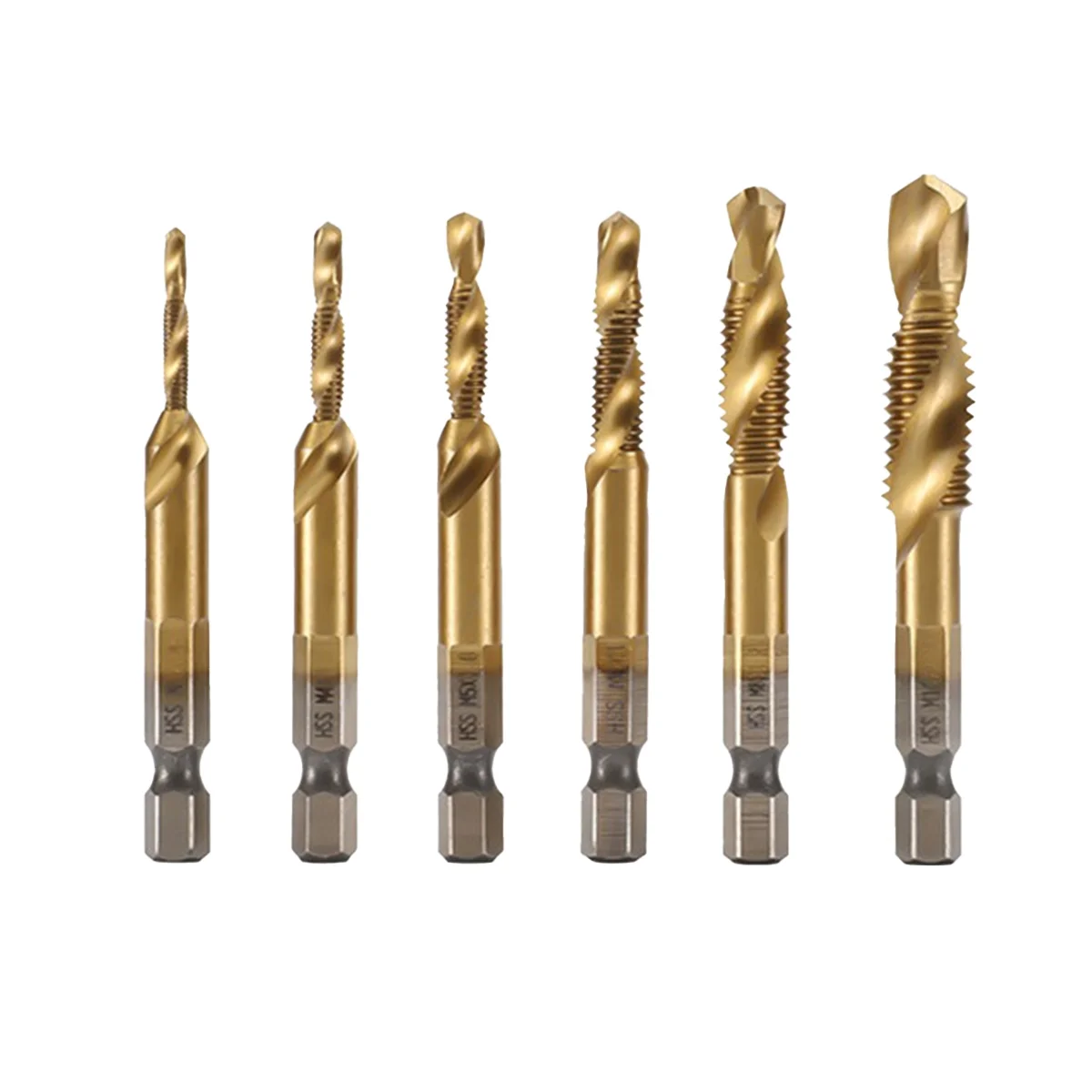 High-Speed Steel Drilling Tapping Chamfering Integrated Drill Bit Set 6Pc Composite Tap Deburring Drill Bit