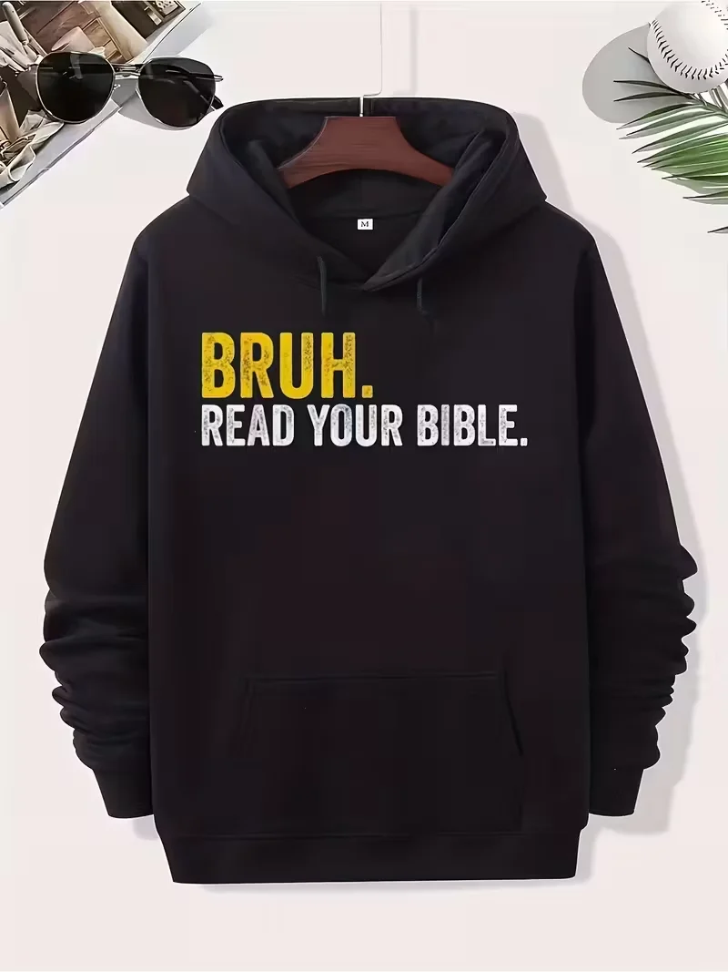 سويت شيرت رجالي فضفاض بقلنسوة 270 جرام - طباعة جرافيك مضحكة، هوديس برباط للارتداء اليومي الكاجوال، أكمام طويلة لعيد الميلاد