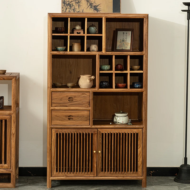 

tea solid wood display cabinet tea room tea set storage rack