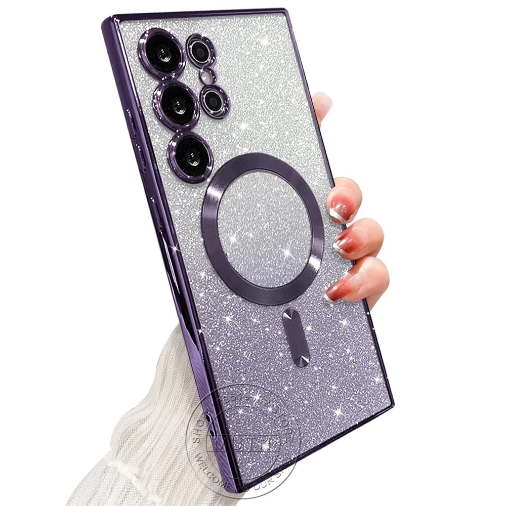 For Samsung Galaxy S24FE S23FE S21FE S20FE S20 S21 S22 S23 S24 S25 Plus Note20 Ultra FE Glitter Case Magsafe Soft Bling Cover - náhled 6