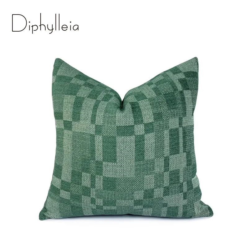 Diphylleia H Style Sage Green Tweed Cushion Cover Modern Minimalist Geometry Art Pillow Case 45x45cm Insta Popular Home Decor