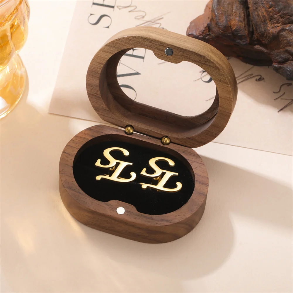 My Shape Wooden Box for Brooch Cufflinks Earrings Jewelry Gift Box Jewelry Packaging Box for Ceremony Wedding Proposal Ring New