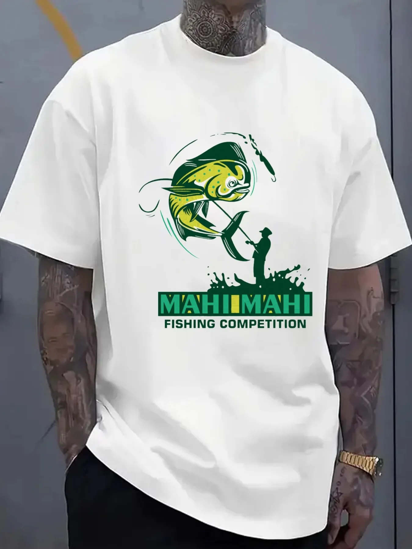 Snapper Fishing T-Shirt Men's Fun Short Sleeve T-Shirt White Print 2026 Fashion Summer Outerwear New Spring-Autumn Style Trendy Printed T-Shirt Spring and Summer Outdoor Apparel Daily and Weekend Wear Father's Day Gift
