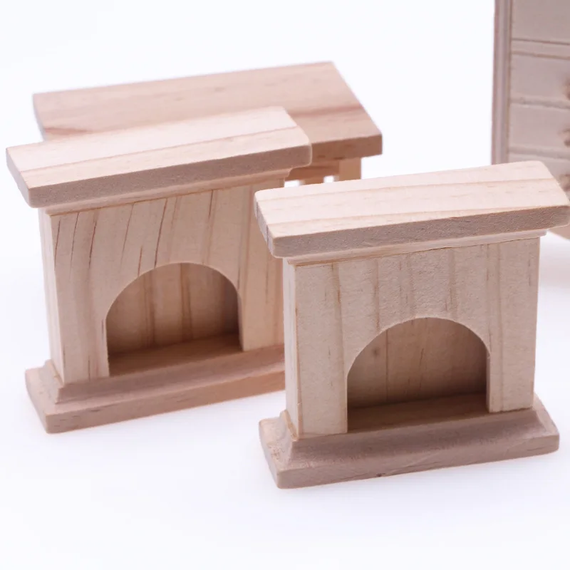 1PCS Dollhouse Miniature Simulation Furniture Vintage Natural Wooden Fireplace Model Home Creative Adornment Decoration