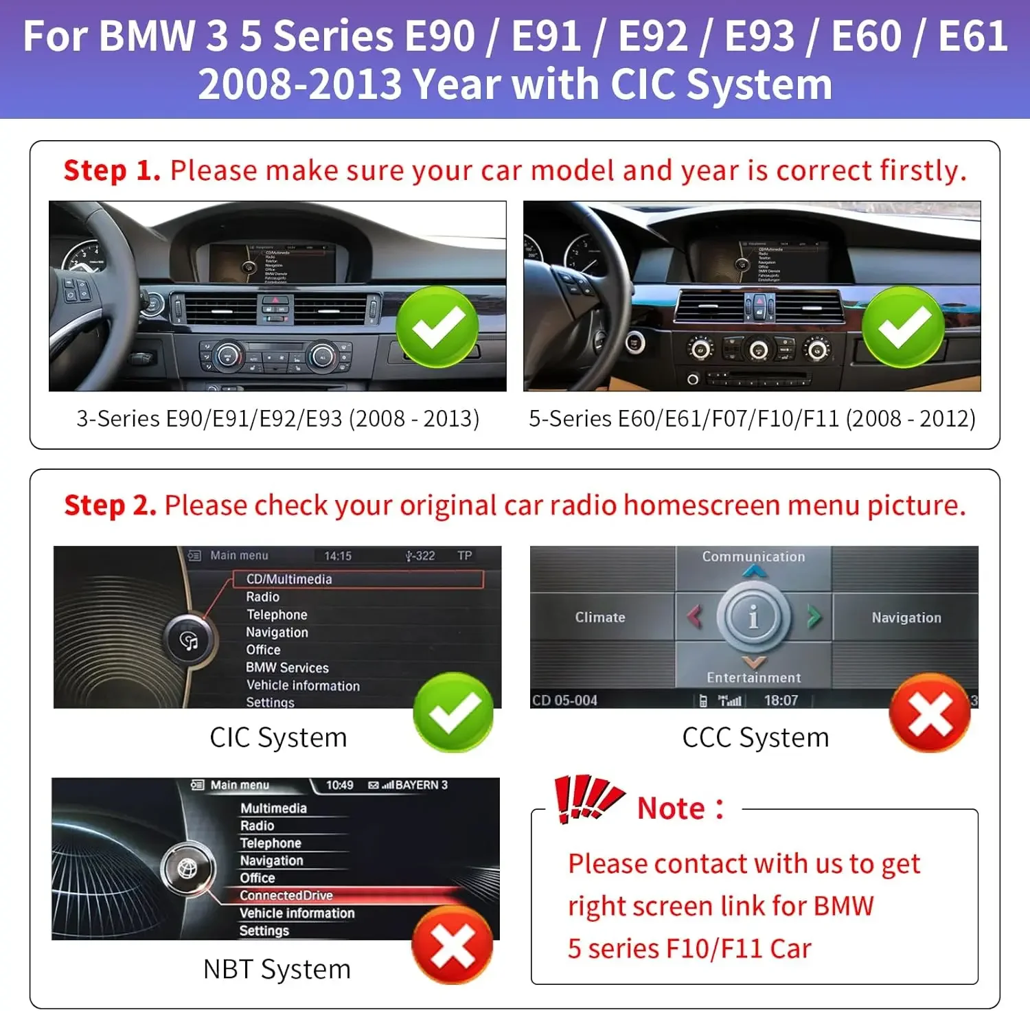 8.8 Inch Car Touchscreen Wireless CarPlay Android Auto for BMW 3 Series 5 Series E90/E91/E92/E93/E60/E61 2008-2013 Year