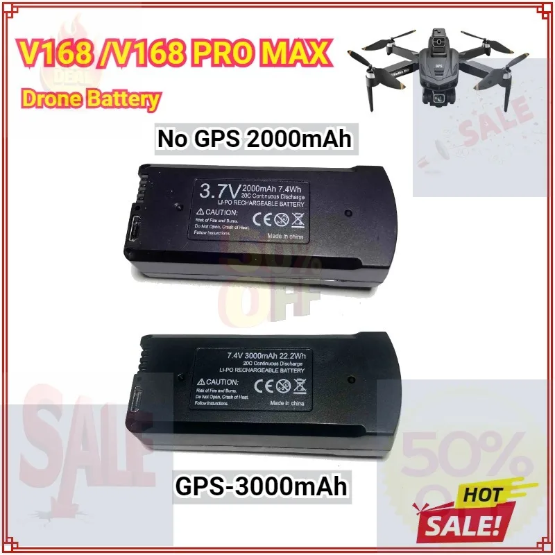 

V168 GPS Drone Battery for V168/V168 PRO/ V168PRO MAX NO GPS /GPS Battery for V168 PRO Battery Propellers Wholesale Accessories