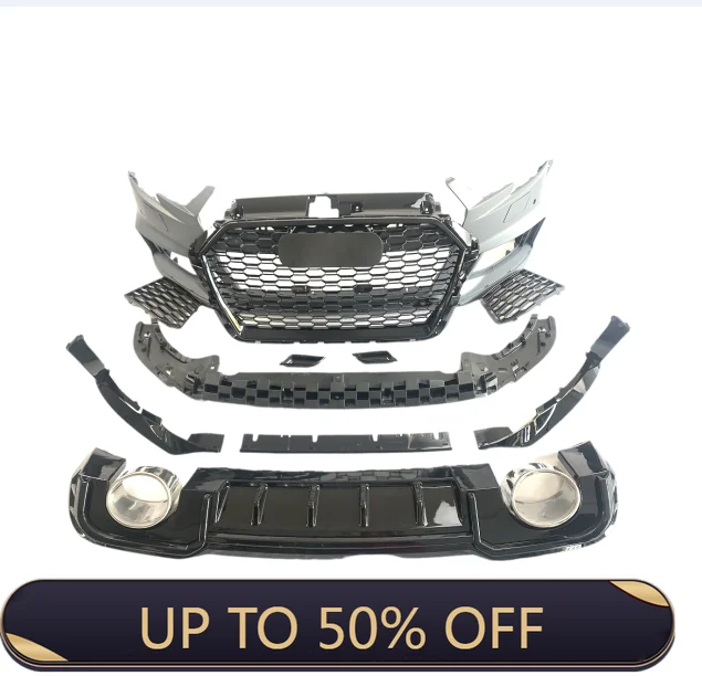 

Body Kit for Audi Front Bumper With Grill and Rear Diffuser with Throat A3 S3 RS3 Front Bumper 2017 2018 2019